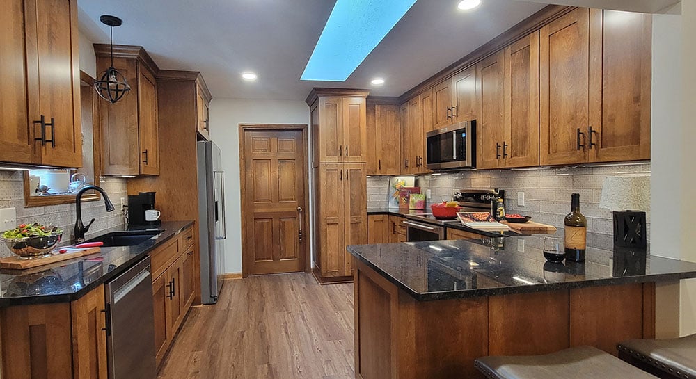 Grooms Kitchen remodel featuring black granite countertops
